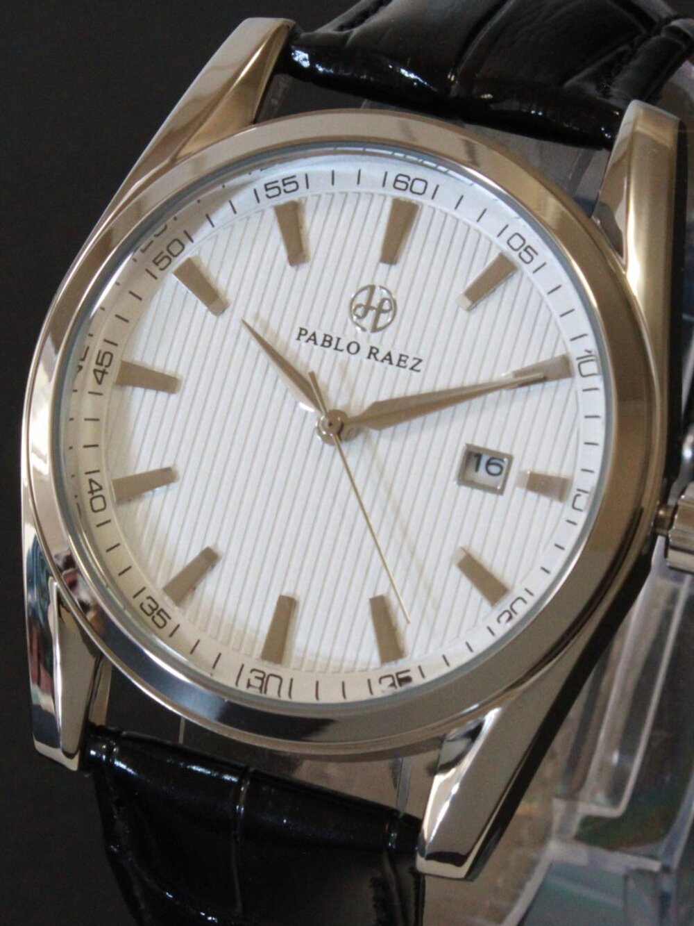 Men's Contemporary Dress Textured Dial Raised Indices Date Complication 41mm - Picture 7 of 10